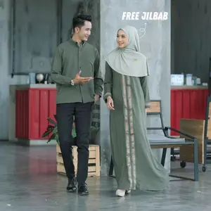 Set Couple Baju Muslim Terbaru 2026 - Dress Couple Exclusive Spesial Lebaran Gamis Couple Lebaran Syari Modern Dress Kondangan Set