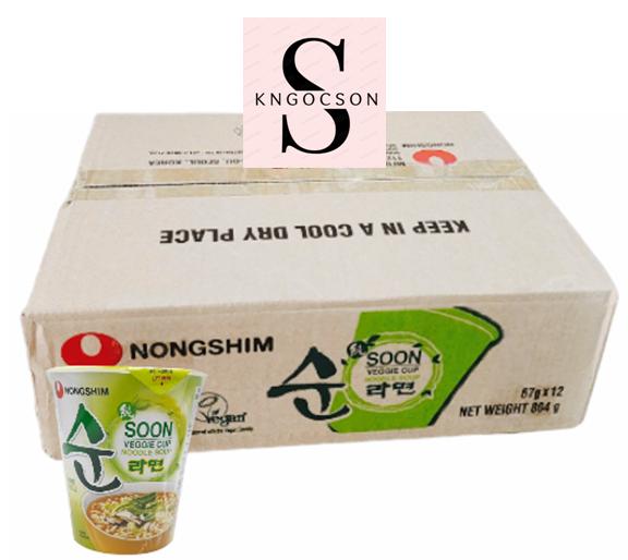 Thùng 12 Ly Mì chay Soon Veggie Nongshim 67g x 12ly mì  soon