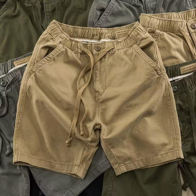 Product Introduction of M-8XL Japanese Basic Cargo Shorts Men Simple Casual Loose Straight Leg Plus Size Short Pants 6