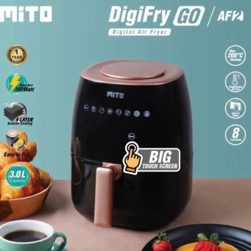 (GARANSI RESMI) Mito Air Fryer AF2 GO Airfyer Mito Low Watt 0