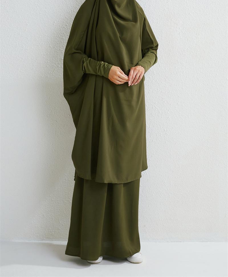 Product Introduction of Two-Piece High-Quality Large Size Clothing, Women's Clothing, Clothing Apparel, Solid Color Long Sleeve Skirt Long Robe 7