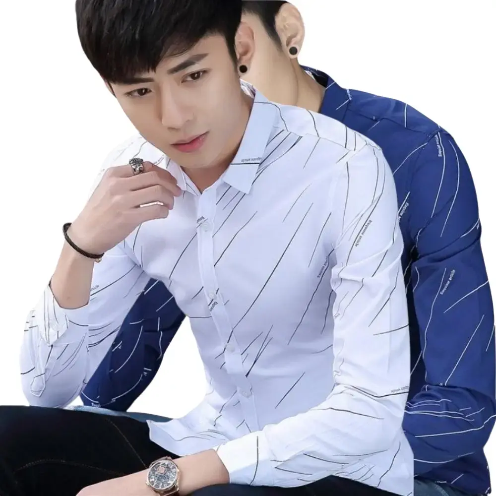 Áo sơ mi nam tay dài kẻ sọc xéo sao băng PN07, sơ mi nam chất kate lụa cao cấp Hàn Quốc Menswear  Shirt  Shirt Kem