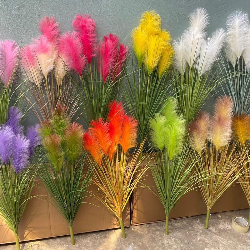 Cành cỏ lau 5 bông 1m trang trí _Hoa nhân tạo