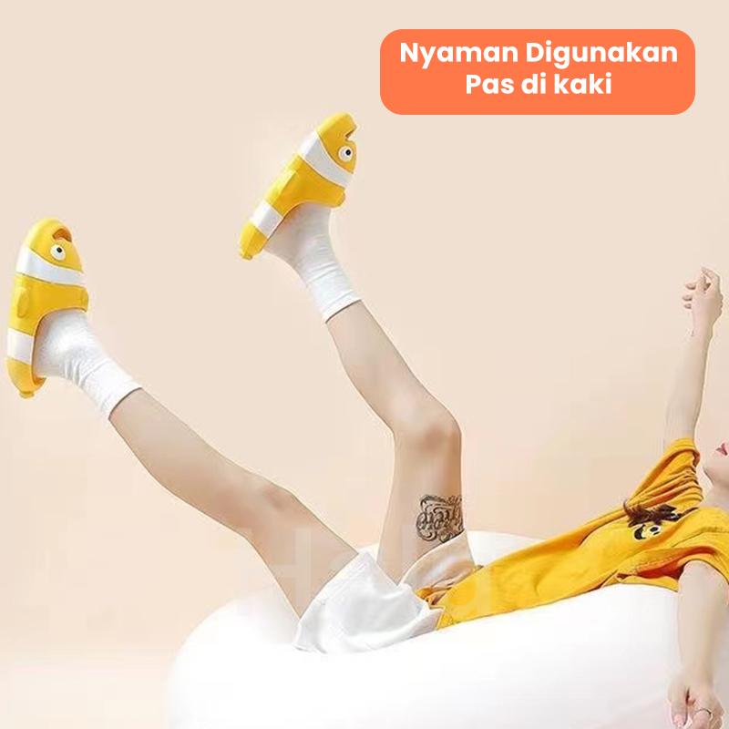 Product Introduction of 【MADE IN INDONESIA】HALU Sendal Anak Laki Laki Sandal Slop Motif Ikan Nemo Lucu Prempuan Laki - Laki Selop Anak Size 24-35 HSN152 28