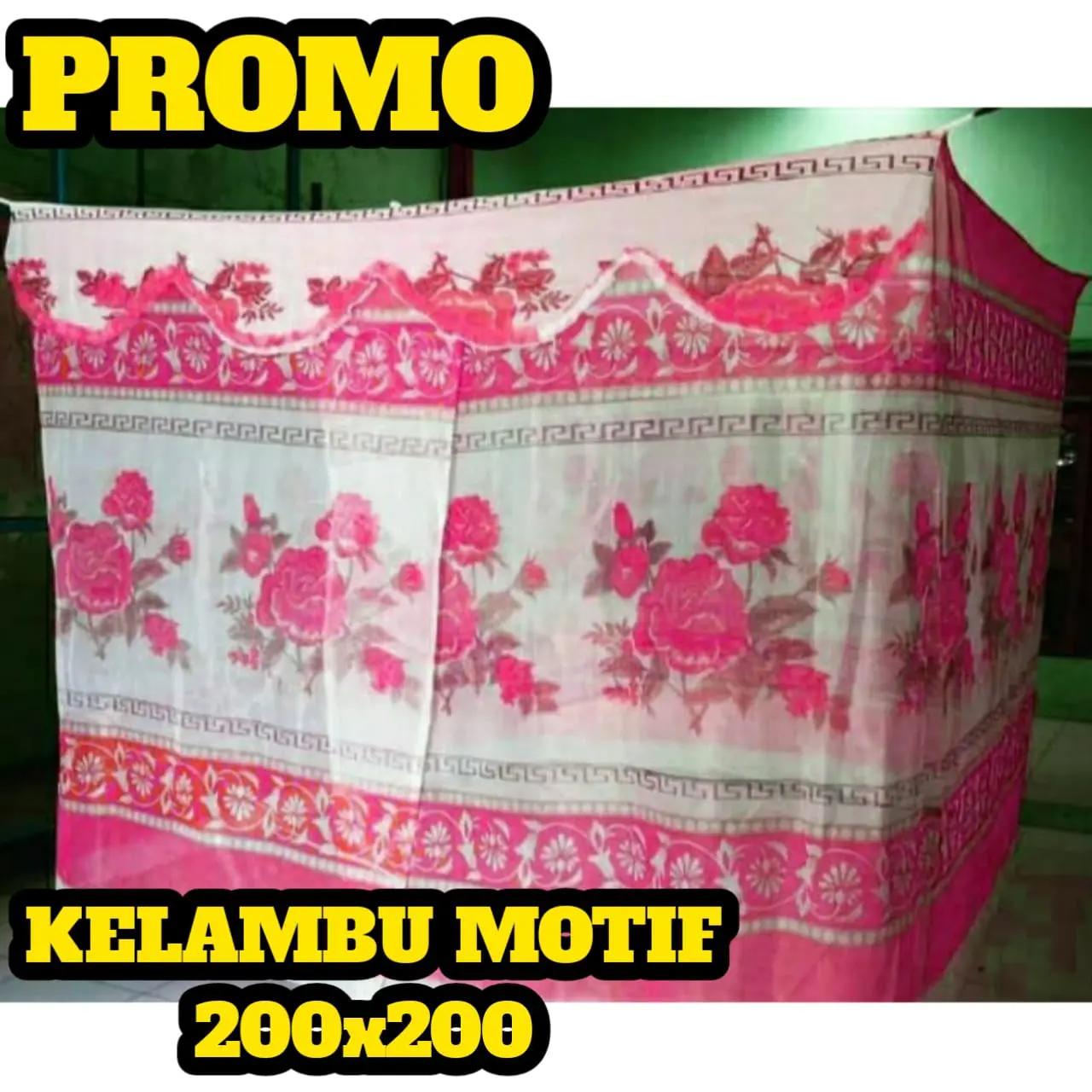 Kelambu anti nyamuk tebal bunga jumbo 200x200