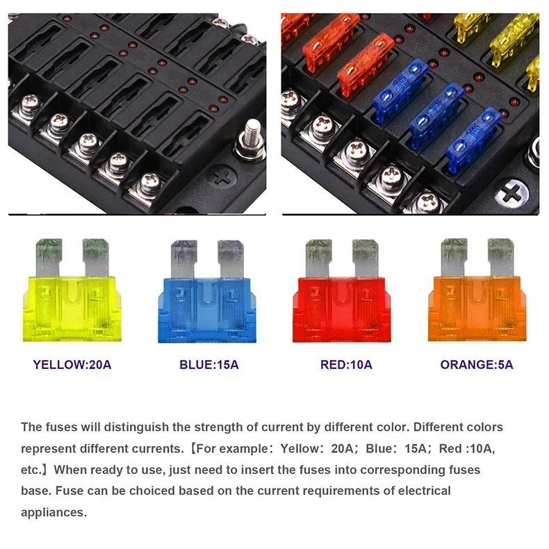 Product Introduction of 6/12 Way Blade Fuse 12-24V Car Boat Fuse Box Holder with Plastic Cover for Power Panel Board Camper RV Accessorie 10