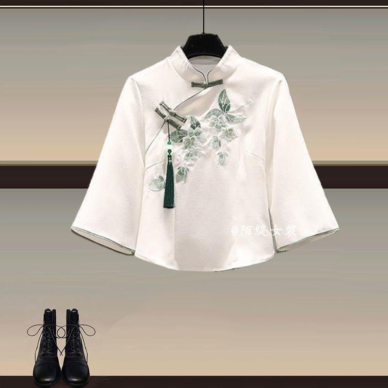 Product Introduction of Áo Khoác Và Váy Hanfu Trung Quốc Phong Cách Manbo, Màu Xanh Bạc Hà, Dành Cho Nữ, Bộ Váy Vẻ Mặt Ngựa Phong Cách Quốc Gia Mới Mùa Hè 2024 Women Dress Khuy 15