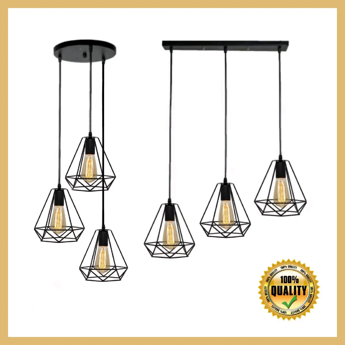 FULL SET KAP LAMPU GANTUNG 3 CABANG VINTAGE MODERN KAP DIAMOND KAP BOLA KAP BUNGA
