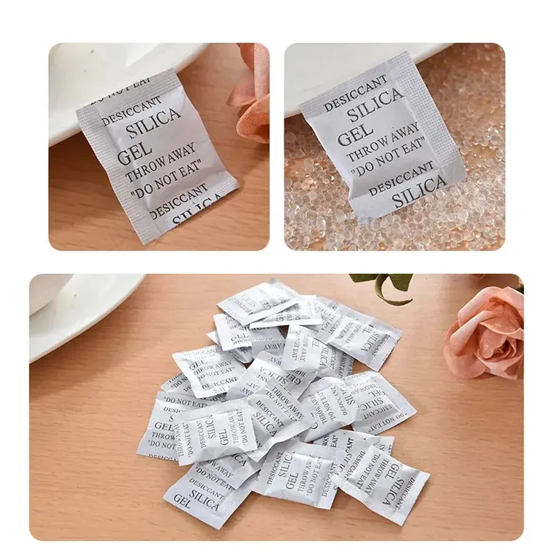 Chất Khử Ẩm Silica Gel, Không Độc Hại, 50 / 100 Gói, Làm Ẩm Cho Phòng Và Nhà Bếp, Túi Hấp Thụ Absorber, Thích Hợp Cho Quần Áo Và Bảo Quản Thực Phẩm 1