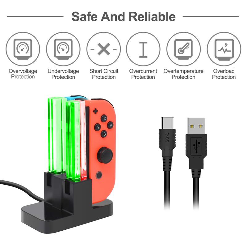 Gaming Controller Charger For Switch & OLED Model, 1 Box Charging Station For Pro Controller With LED Charger Indicator & Type C Charging Cable, Gaming Console Accessories 6
