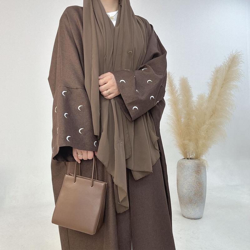 Product Introduction of Muslim 2025 Dubai Middle East Turkey Embroidery Elegant Cardigan Dress Robe Breathable Sunscreen 15