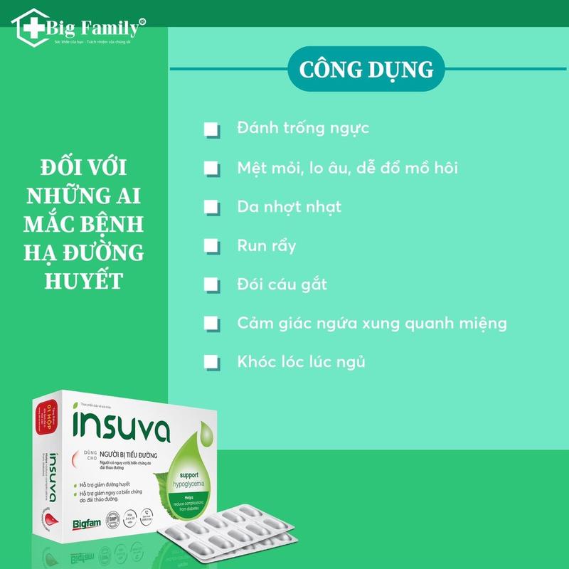 INSUVA - hạ đường huyết, giảm nguy cơ biến chứng do đái tháo đường 3