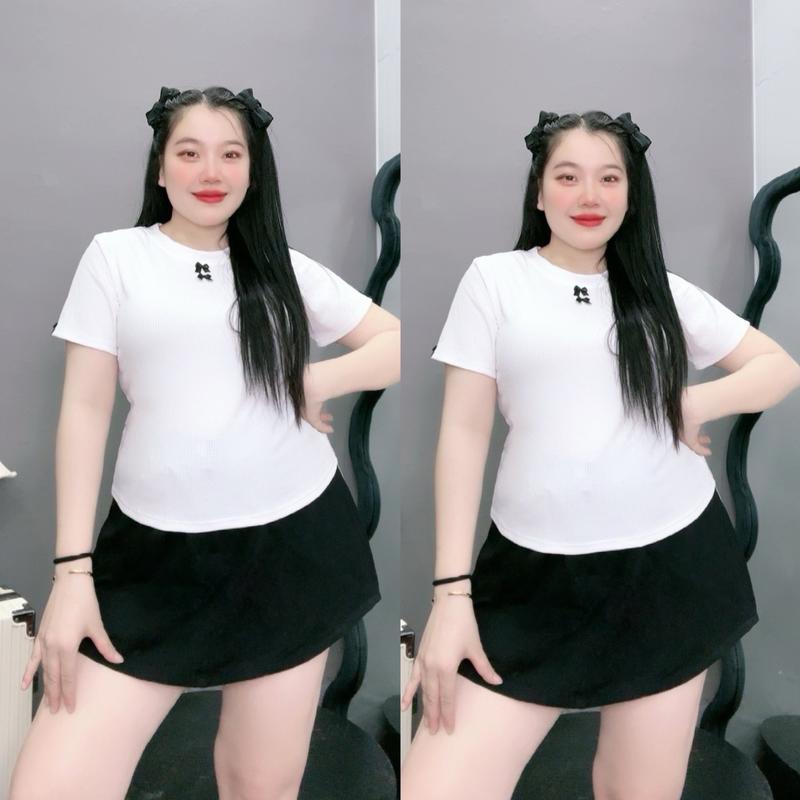 Áo thun nữ, áo babytee giành cho nữ dáng ôm vải tăm mát mùa hè Đậu bigsize-G156 2