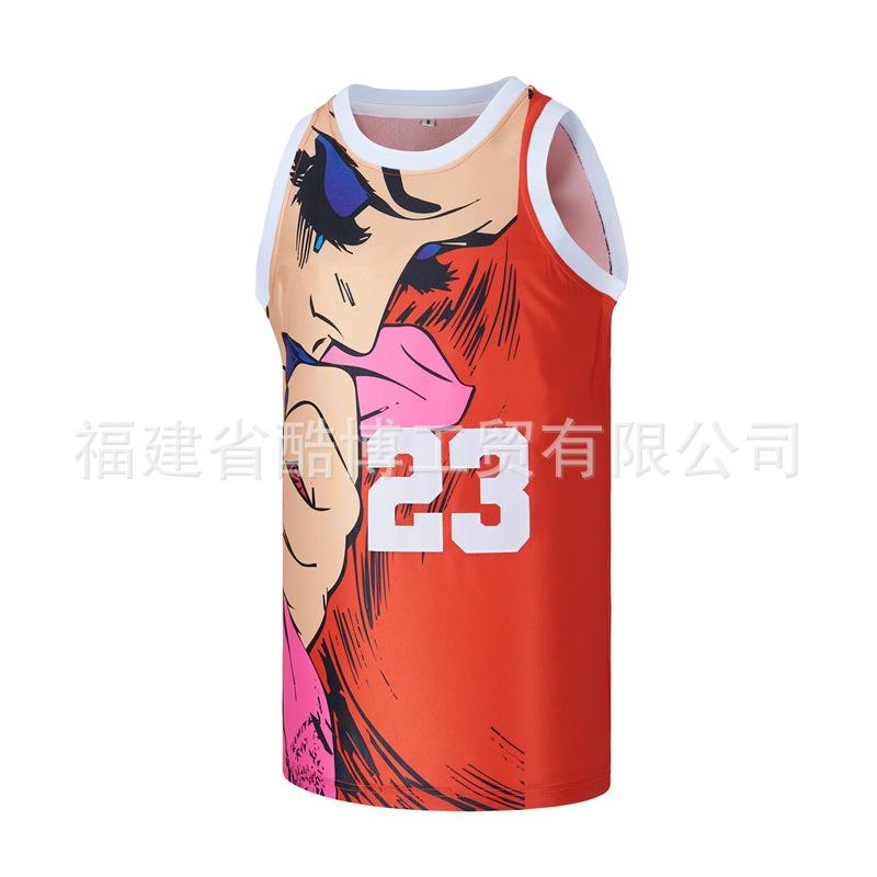 Product Introduction of Áo Thi Đấu Bóng Rổ, Màu Đỏ, Thêu Anime, Thiết Kế SUMMERTIME SHOOTOUT 23, Áo Vest Tập Luyện Thể Thao Nam 2