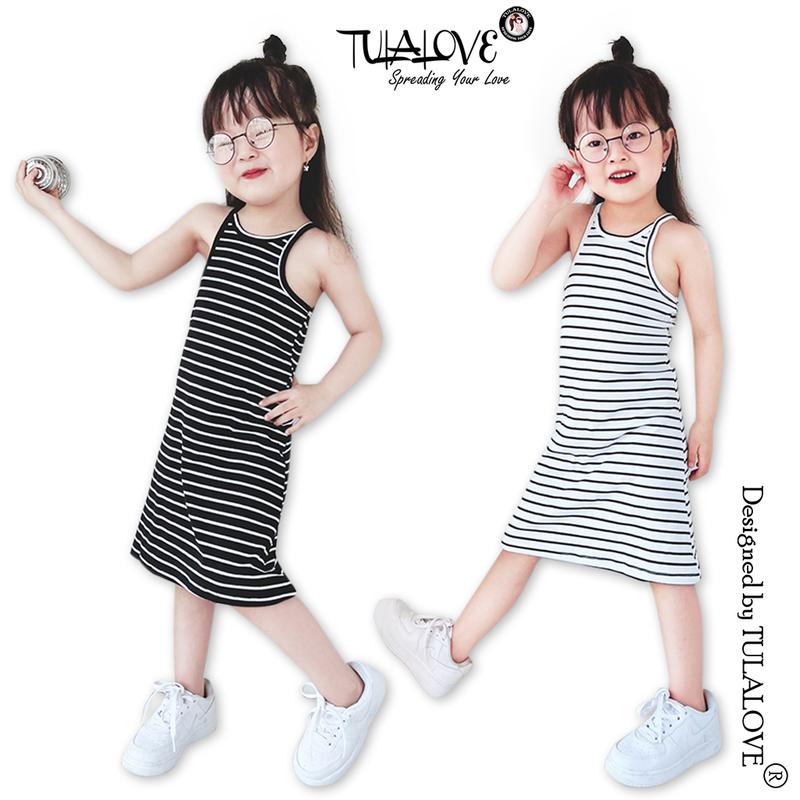 Váy Zip Kẻ 2 Dây Cho Bé Gái Tulalove, Váy body cho bé gái