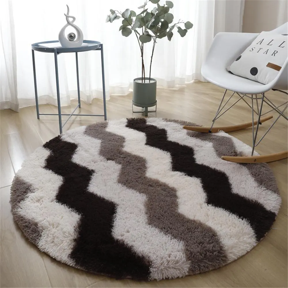 1 Count Round Fluffy Carpet, Soft Non-slip Modern Rug, Decorative Mat for Living Room Bedroom Kids Room