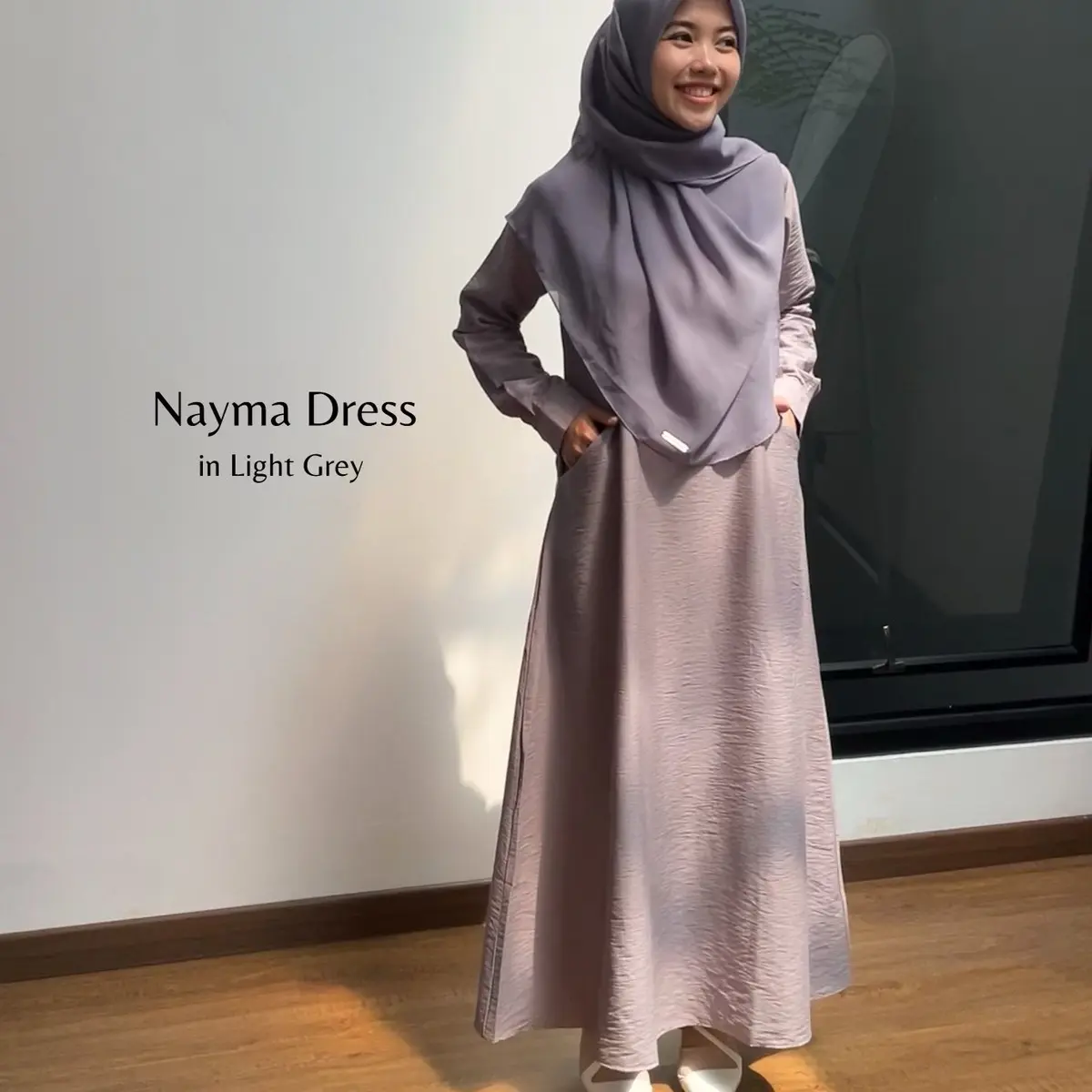 NAYMA DRESS hawacorner gamis polo linen Kain Kancing Kotak Manset