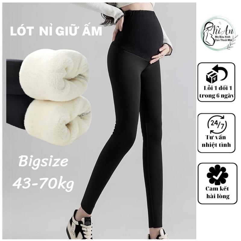 Quần bầu Legging Lót Lông bigsize siêu dày dặn giữ ấm cho mẹ bầu quần bầu lót lông đông ấm áp mềm mịn khôg bai không xù