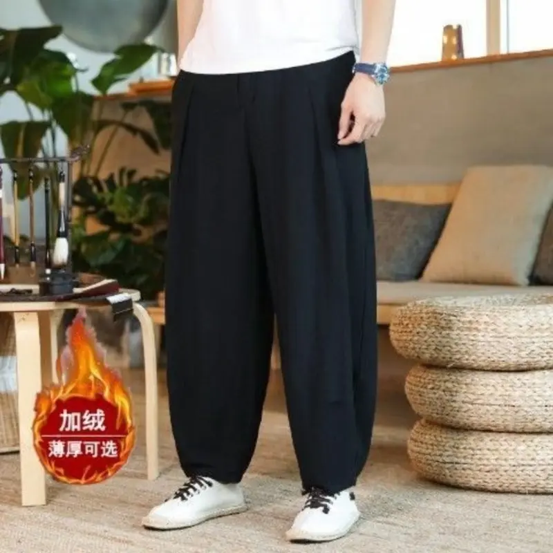 Quần Vải Lanh, Dành Cho Nam Giới, Phong Cách Trung Quốc Dáng Rộng Rãi, Ngoại Cỡ, Quần Ống Rộng, Đáy Quần Lớn, Quần Harem Đèn Lồng, Thường Ngày Và Thoáng Khí, Thích Hợp Cho Mùa Xuân Và Mùa Hè 0