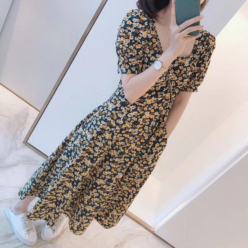 Fashion Casual Floral Women's Dress 2024 Summer New Temperament Waist-Controlled Loose plus Size Figure Flattering Women's Clothing Skirt Womenswear Elegance 4
