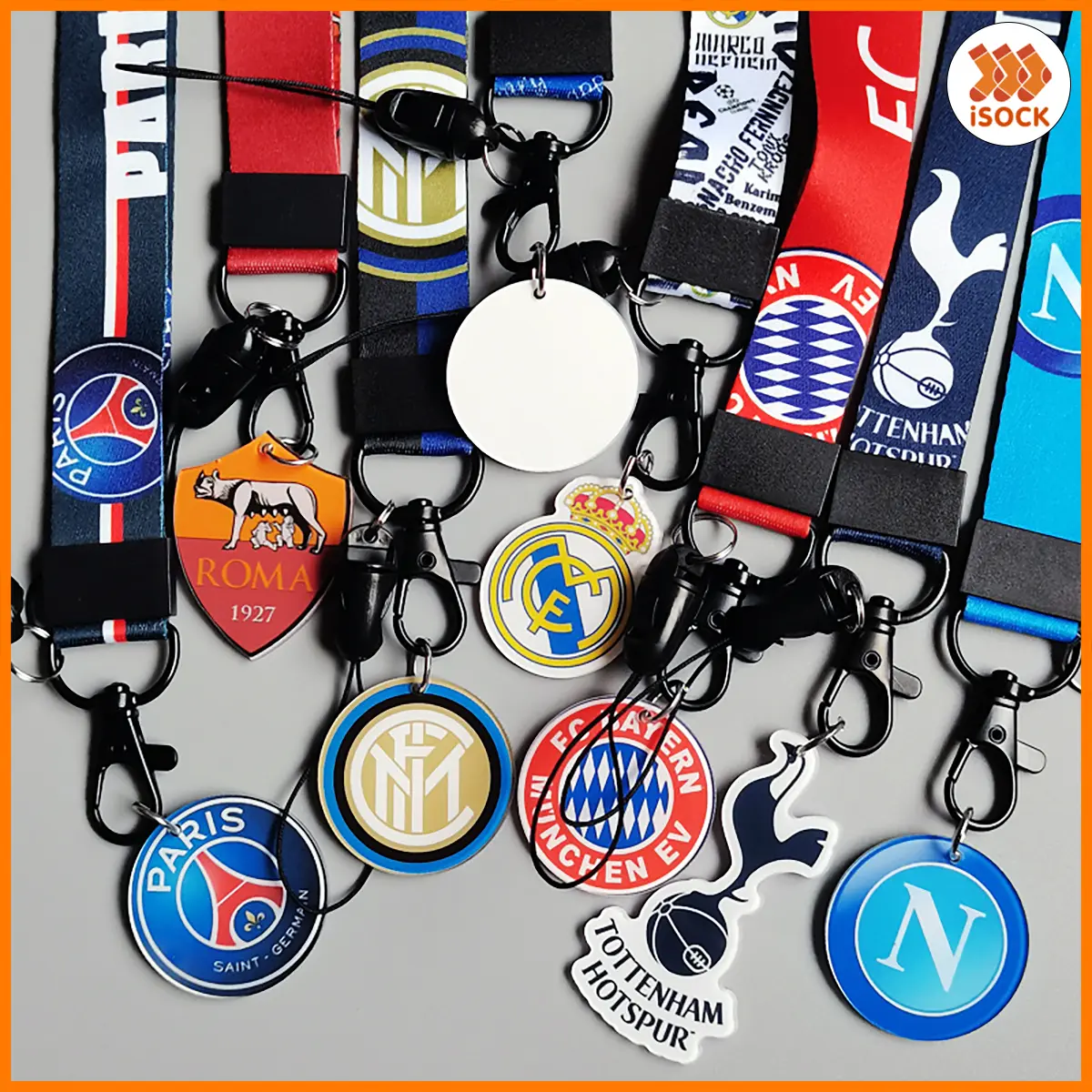 Dây Đeo Thẻ Cho Sinh Viên - Học Sinh, Dây Đeo Điện Thoại Hình Logo Các CLB Bóng Đá Arsenal, Barcelona, Real Madrid,  MU