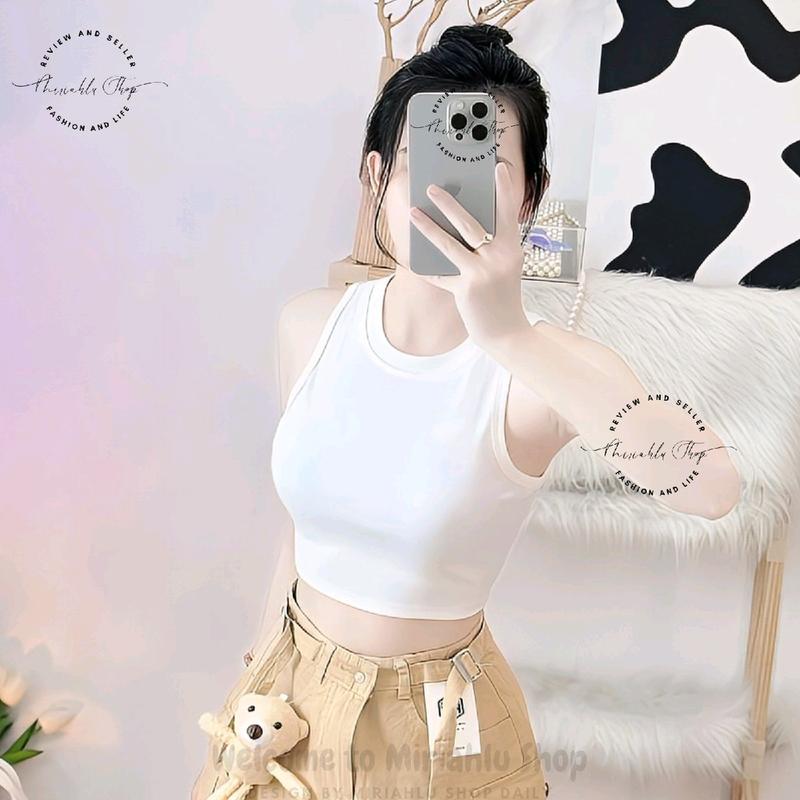 Áo Thun 3 Lỗ Croptop Thun Bori Form Basic Ôm Body Nữ Mẫu Trơn 12 Màu, Women Cổ Tròn Voi Umi