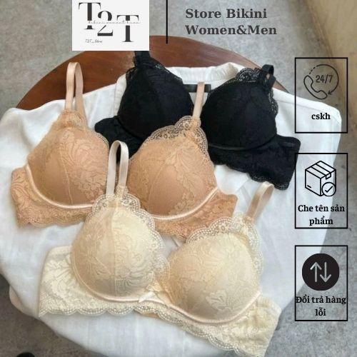 [Xem bảng size] T2T Áo lót ren cao cấp không gọng mút đúc masa nâng ngực chống chảy mới Nữ Bra size 34/36/38 màu nude đen da.