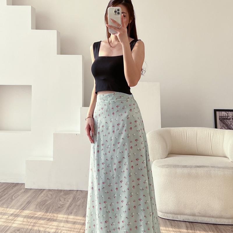 Rok Floral Skirt A Line / Maxi Skirt / Highwaist / Korean Skirt Crinkle Fit 2