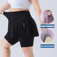 Gambar Legging Rok Celana Olahraga Wanita 2 in 1 Jumbo • High Waist Polos • Hijab Sport Yoga Gym Tennis Running - 8315-3Hitam, M BB:40-50KG dari HOTSHOW Official Store Kab. Tangerang 3 Tokopedia