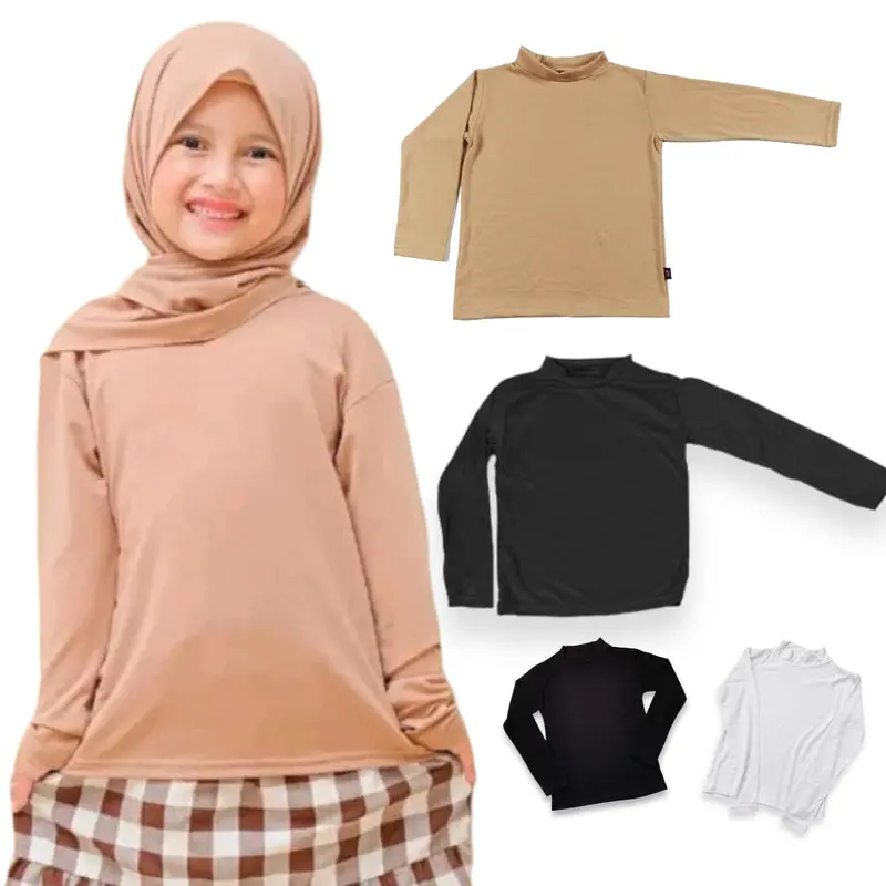 Manset anak perempuan 5 sampai 10 tahun bahan soft adem / Baju kaos manset anak lengan panjang / Mangset anak perempuan Hitam Putih 7