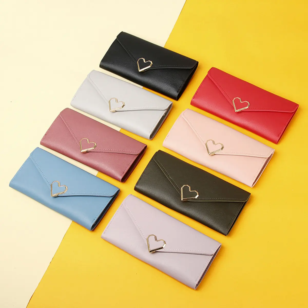 2025NEW Lovito Women Cute Heartshape Love Metal Black Pink Blue Wallet LFA59119