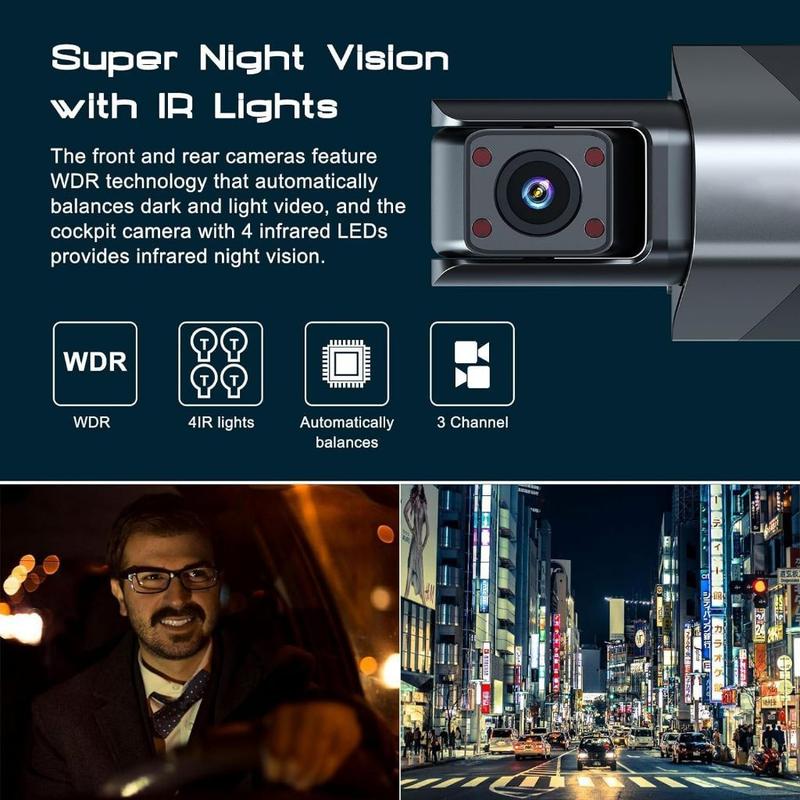 Product Introduction of 【24-hour shipping+free shipping+COD】 Dashcam Y18 Three Channels Car Dvr Front And Rear Camera Video Recorder Parking Night Version 39