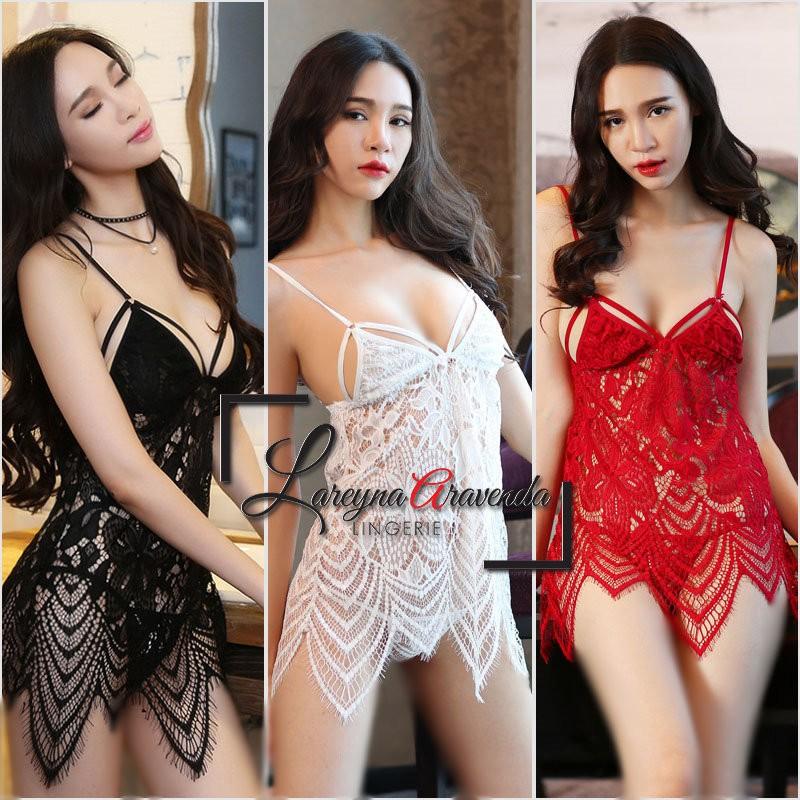 Product Introduction of Set Lingerie + Celana Dalam Seksi Model Terusan Full Lace LG221 0