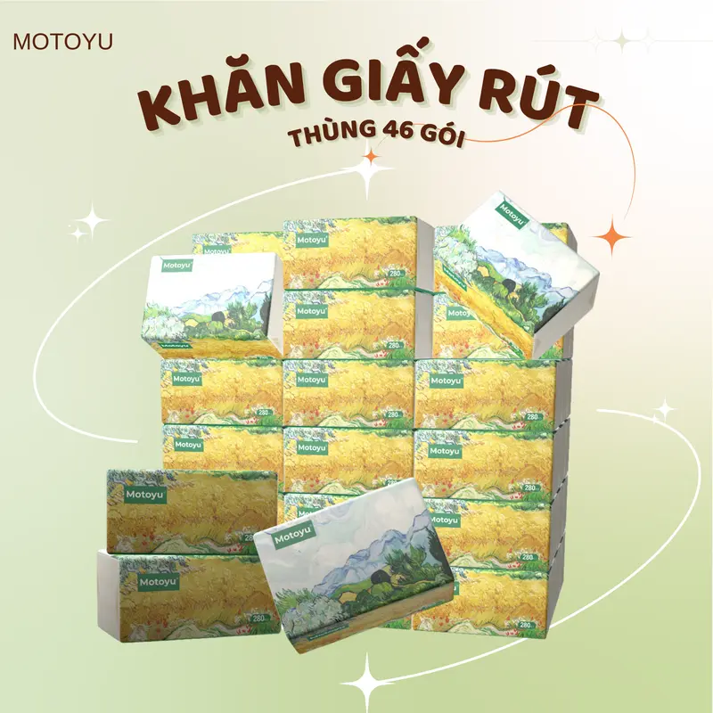 [MOTOYU ] THÙNG 46 GÓI Khăn Giấy Đa Năng 4 Lớp Mềm Mịn MOTOYU - Bột Gỗ Nguyên Chất - 280 Tờ/Gói - An Toàn Cho Da - Giấy Ăn, Khăn Ướt 2
