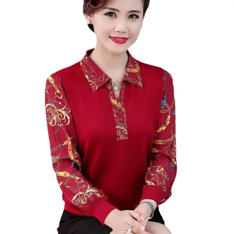 Áo Cho Mẹ Trung Niên, Hàng Mới Về 2023, Thích Hợp Cho Mùa Xuân, Mùa Thu Và Mùa Hè, Áo Lớp Đế, Dài Tay, Dáng Rộng, Cỡ Lớn, Có Thể Mặc Ngoài, Có Thể Mặc Làm Áo Phông, Dành Cho Nữ 4