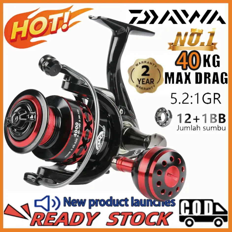 รอกตกปลา, Daiwa, รอกสปินนิ่ง, รอกตกปลาโลหะ, รุ่น 1000-7000, 12bb, 5.2: 1max, กำลังไฟสูงสุด 50 กก., เหมาะสำหรับการตกปลา