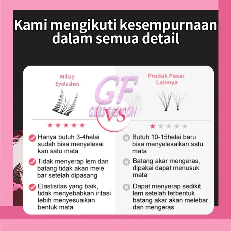 MILAI A07  Peri Kucing10 Baris Bulu Mata Palsu  Berkualitas Tinggi + Lem Ekstensi Bulu Mata buluma  tapal 6