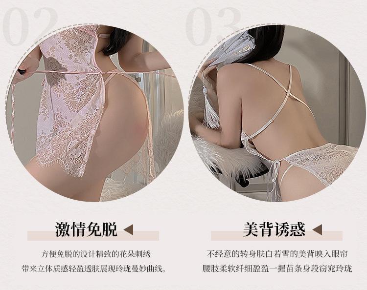 Product Introduction of Sexy Lace Sheer Nightgown Width Adjustable Women's Clothing Assorted Colors, plus size daster  tali satu Fabric Womenswear Drawstring Elastic Elegant Fit Lingerie Panty Skirt Nightwear daster  tali 1 nighties ladies baju  daster  wanita  tidur 12