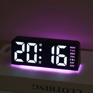 LEDデジタル時計、マルチファンクション日付温度表示付き時計、リビングルーム・寝室・オフィス用ホームデコールデスクトップクロック
