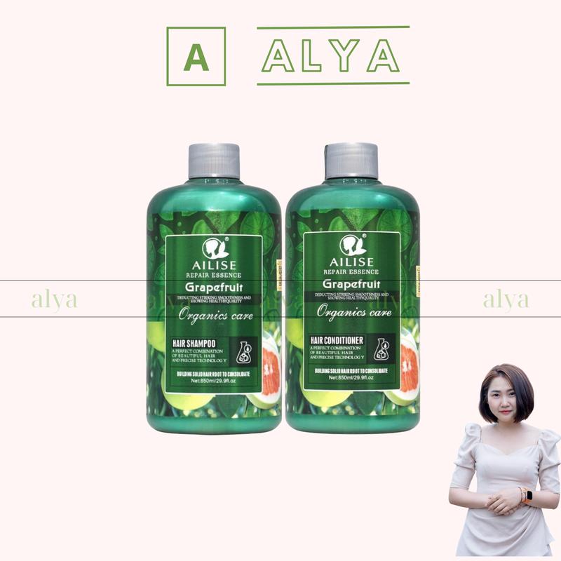 Cặp Dầu gội xả bưởi AILISE Grapefruit 850ML phục hồi chống rụng, nhanh mọc tóc Không chứa silicon. Nữ