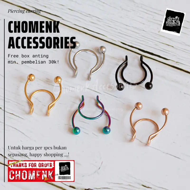 ANTING HIDUNG MAINAN TITANIUM ANTING TINDIK HIDUNG MAINAN NOSE TITANIUM 1PCS. 5