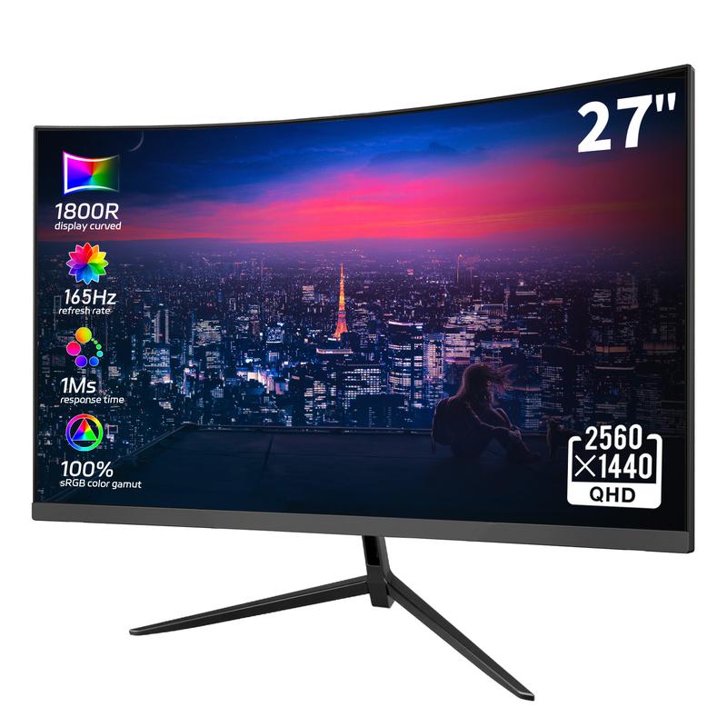 27 inch 2K 165Hz Cuverd Gaming Monitors,1ms,128% sRGB,IPS,Computer ...