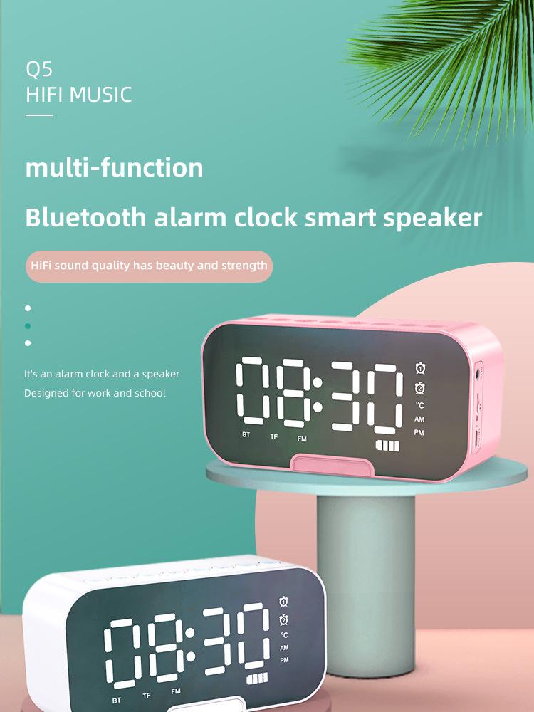 Product Introduction of Cross-Border Hot-Selling Smart AI Bluetooth Speaker Mirror Clock Alarm Clock Mini Card-Insert Radio Speaker Creative Gift mini  speaker  mini  speaker 13