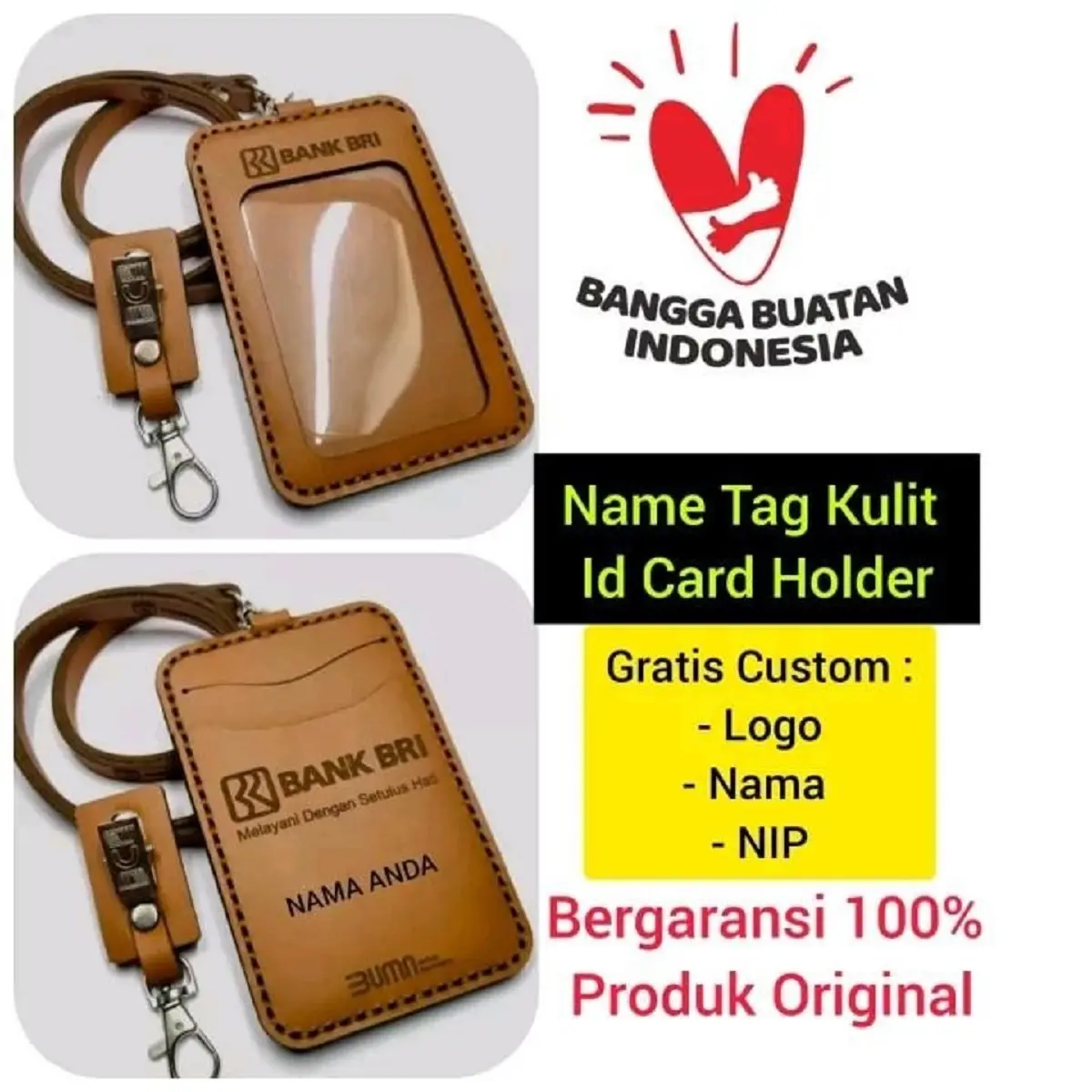 Name Tag Custom Logo Id card / id card holder flip Gratis Desain Dompet Kartu Foto