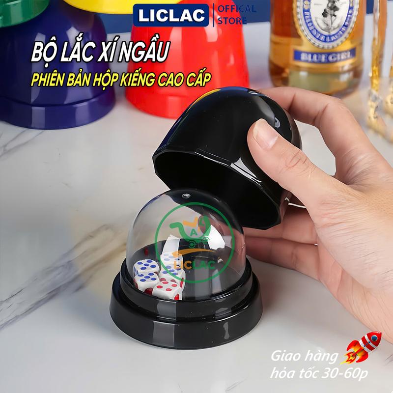 Bộ Cốc Lắc KÈM 5 Viên Xí Ngầu phiên bản Hộp Kiếng Cao Cấp - Trò chơi giải trí ngày tết (CLXN-M3)