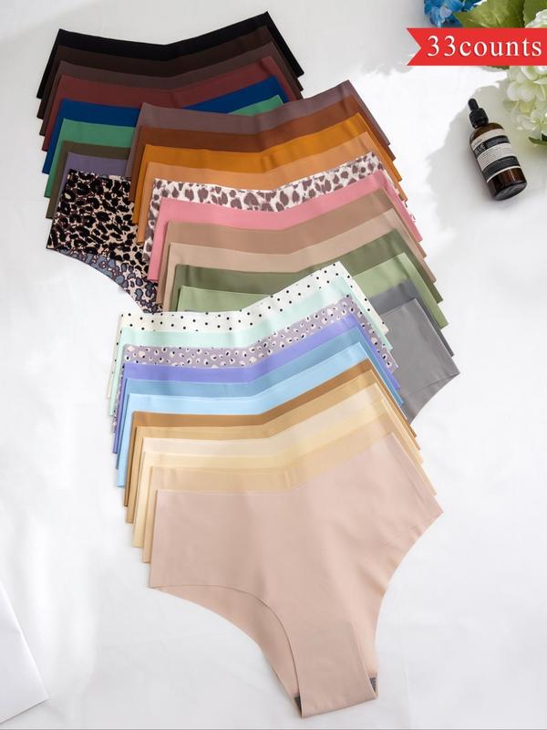 Women's Solid Color / All Over Print Briefs, Soft Comfy Breathable Fabric Seamless Pastel Panties for Daily Wear, Pastel Underwear for All Seasons, Panties Collection, Womenswear 1