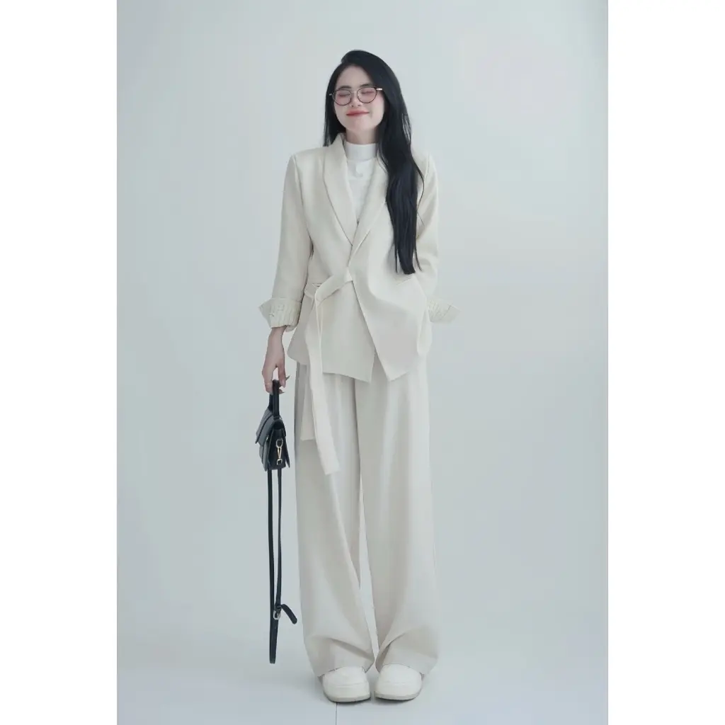 SET BLAZER KÈM DÂY THU ĐÔNG MÀU TRẮNG NGÀ CHẤT VẢI CHÉO HÀN BY HUONGPHAPCLOTHING