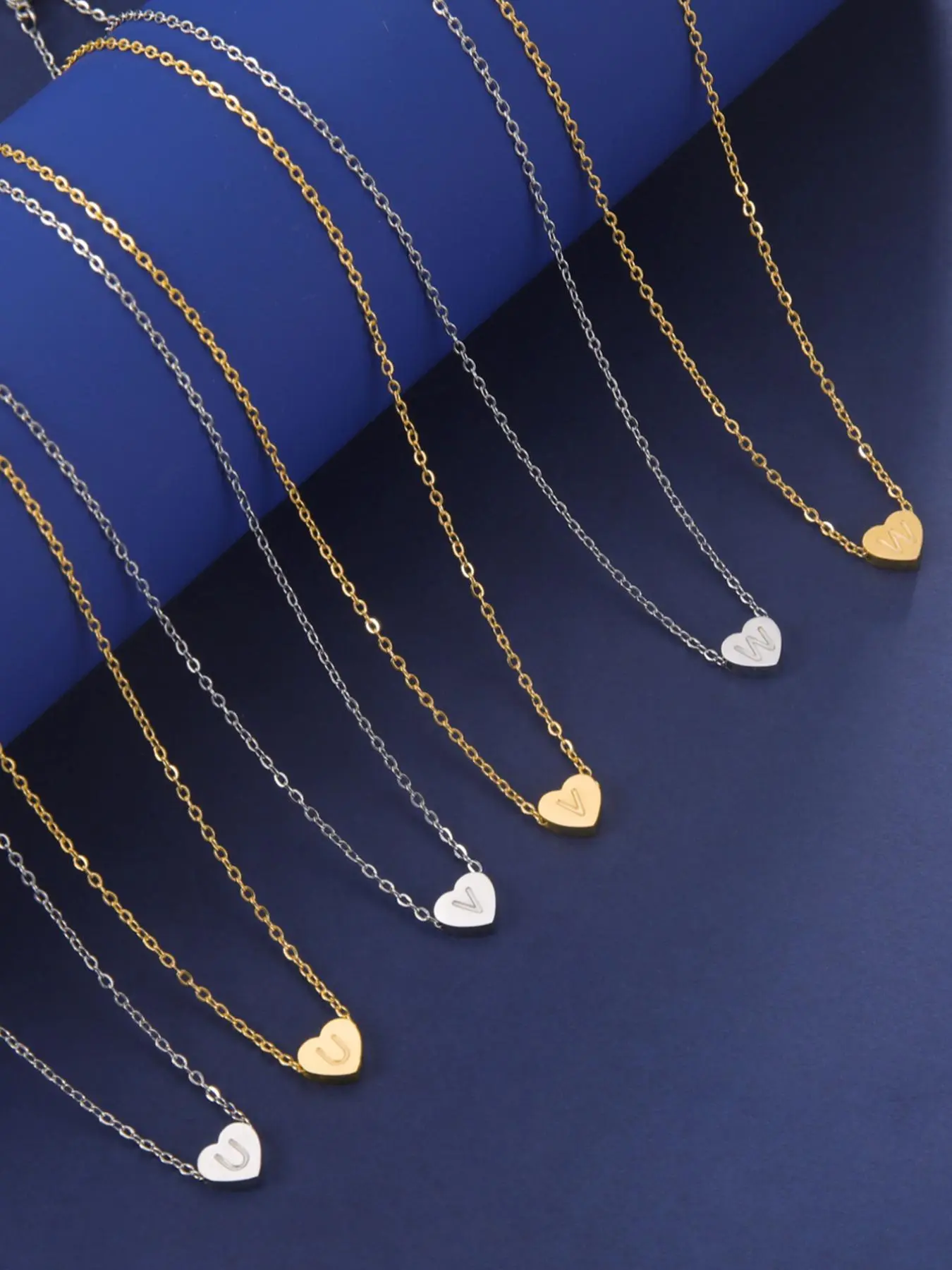 Elegant Heart & Letter Charm Necklace for for Gift, Stainless Steel Jewelry, Girl's Temperament All-match Accessory, Valentine's Day, Gift