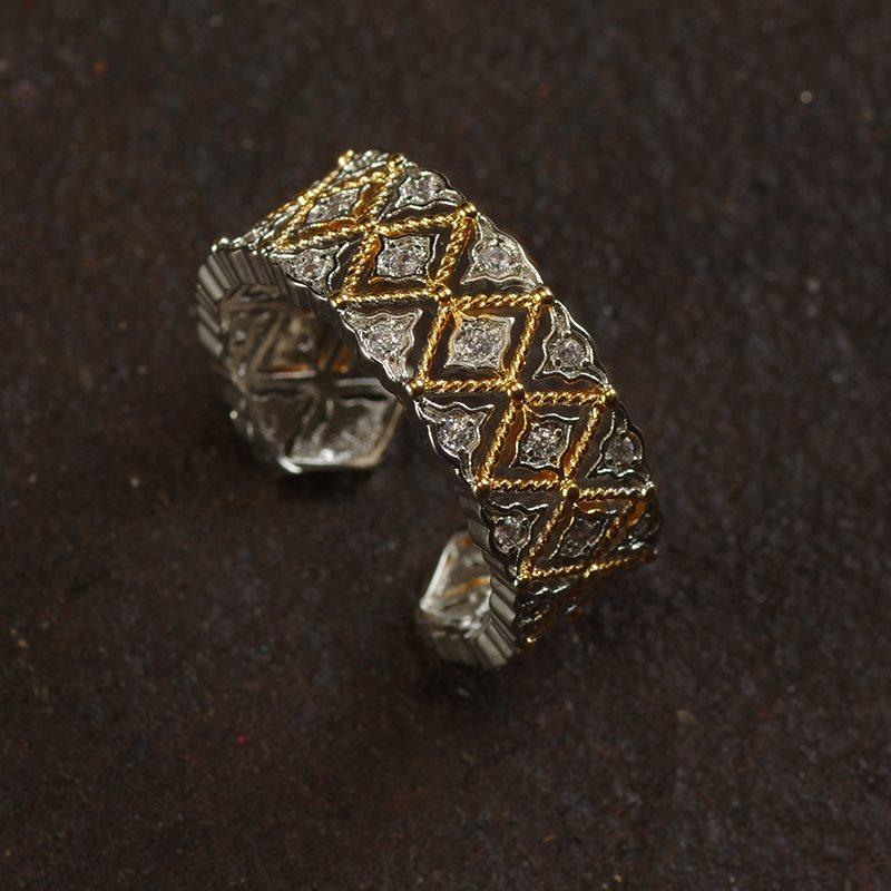 J43 Italian Court Style Brushed Zircon Natural Tiger Eye Crystal Vintage Hong Kong Style Necklace Ring 3