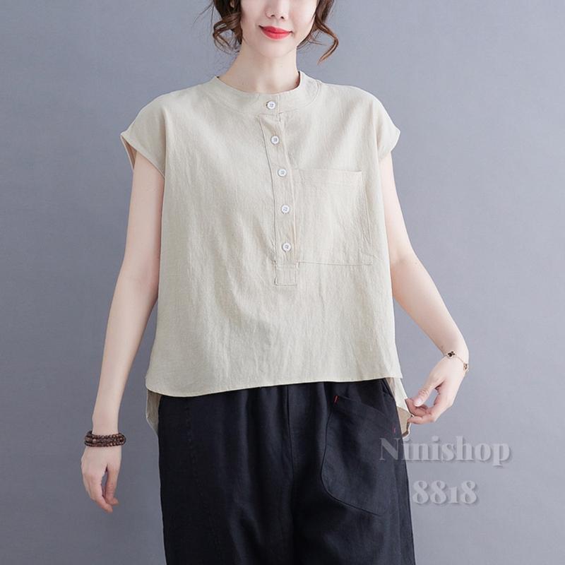 Baju Wanita Atasan Unnie Casual Korea Style/ Baju Atasan Polos Warna kancing/ Baju Linen Blouse Polos 2